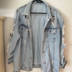 Distressed Oversized Jean Jacket